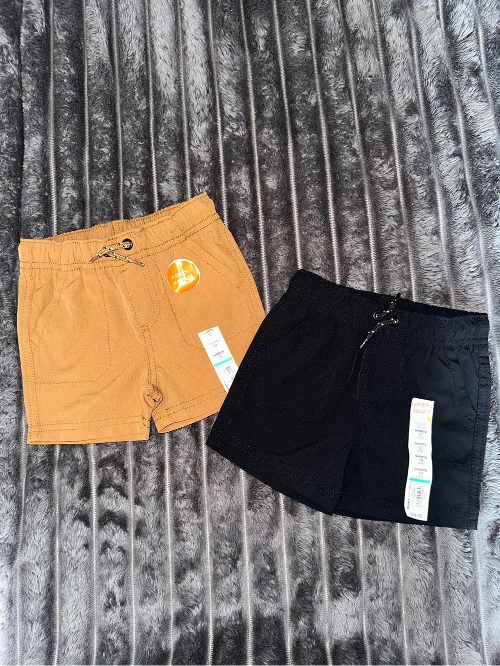 Jumping beans Black and Tan Elastic-Waist Kids Shorts
